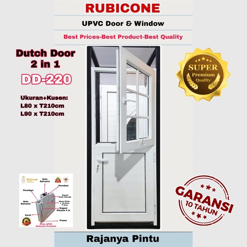 Pintu Utama Dapur Balkon garasi UPVC Rubicone super Premium Dutch Door