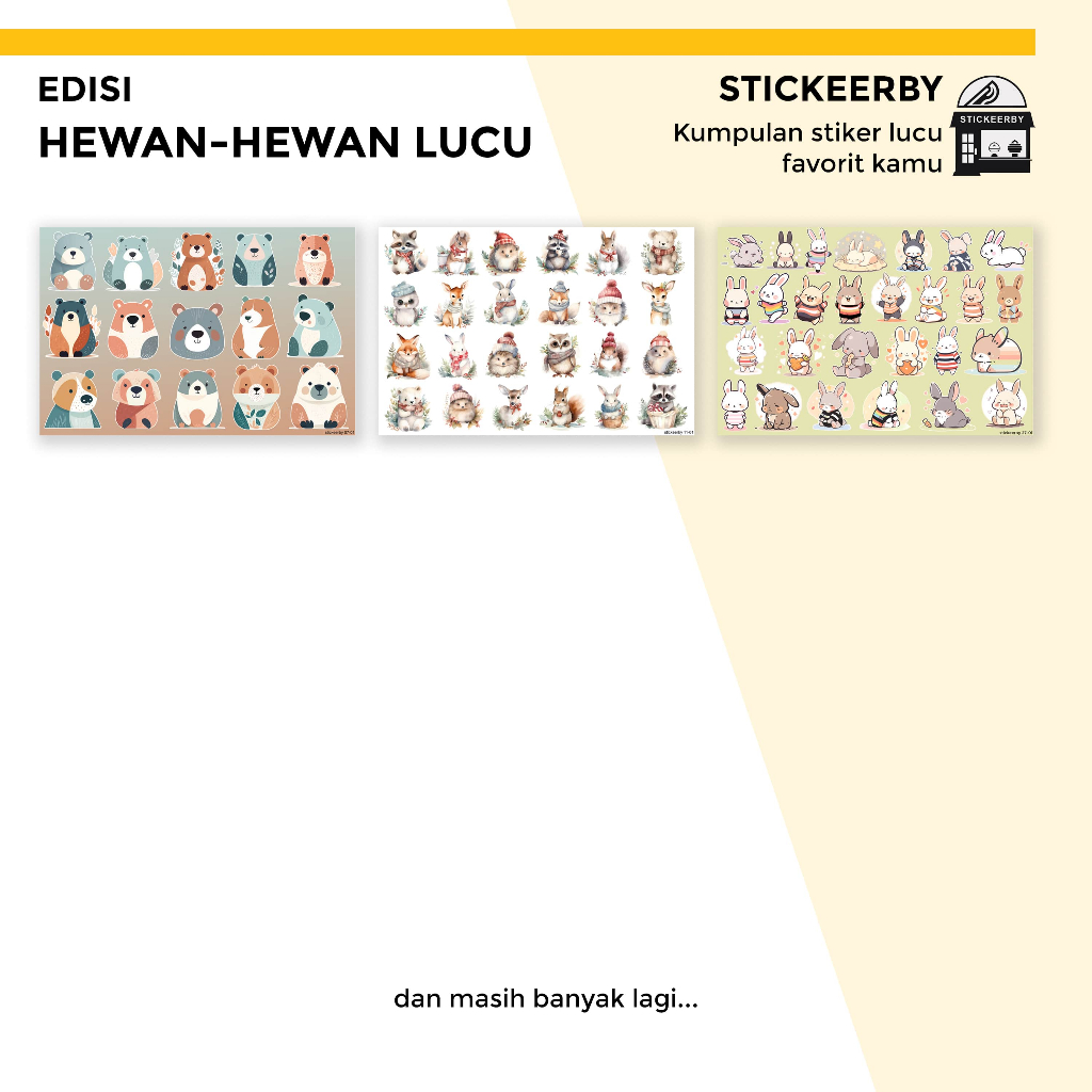 

(stickeerby) Sticker Kartun Hewan-Hewan Lucu - Aesthetic Stiker Glossy Tahan Air, untuk Note Buku Memo HP Laptop Botol Murah - Hewan Peliharaan, Anjing, PetLover, Pencinta Hewan