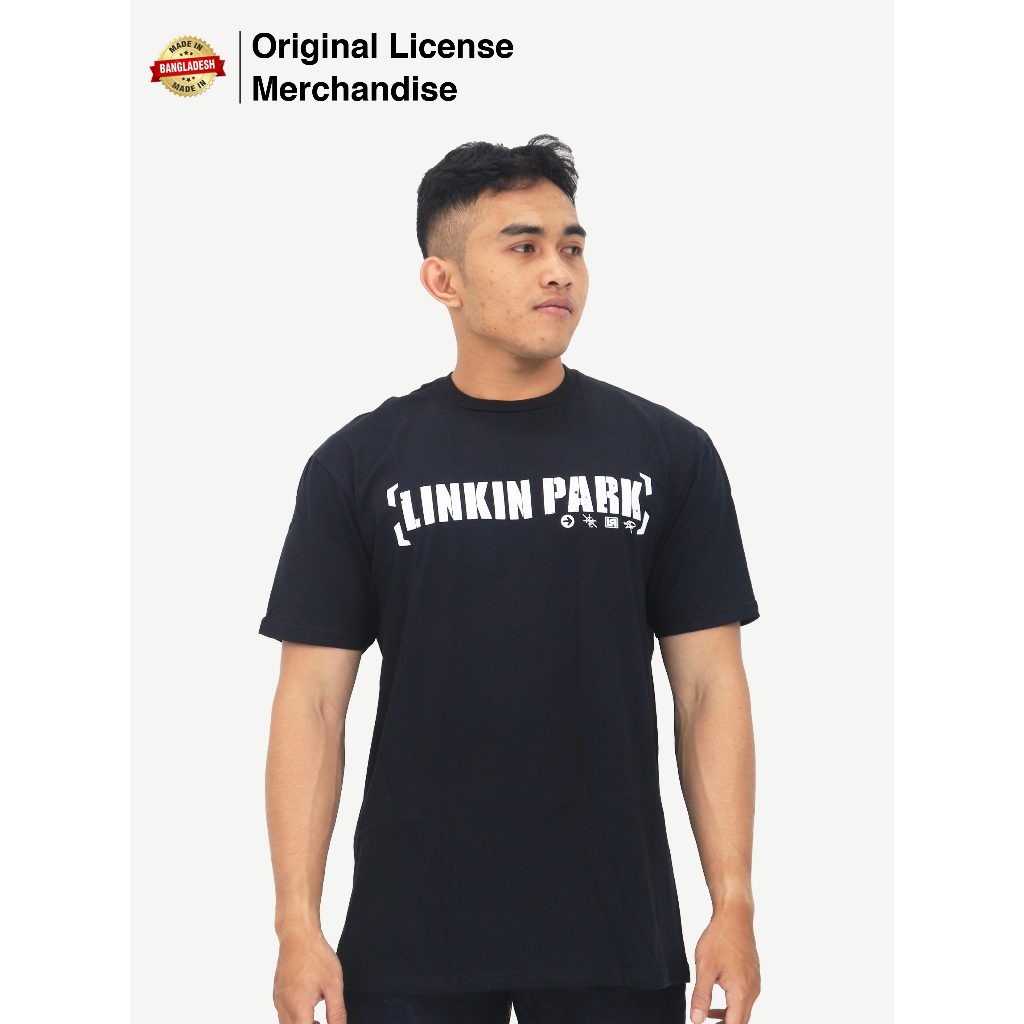 Kaos Baju Tshirt Premium Pendek Hitam Pria Wanita Casual Import Band Musik LINKIN PARK Original Bracket Logo