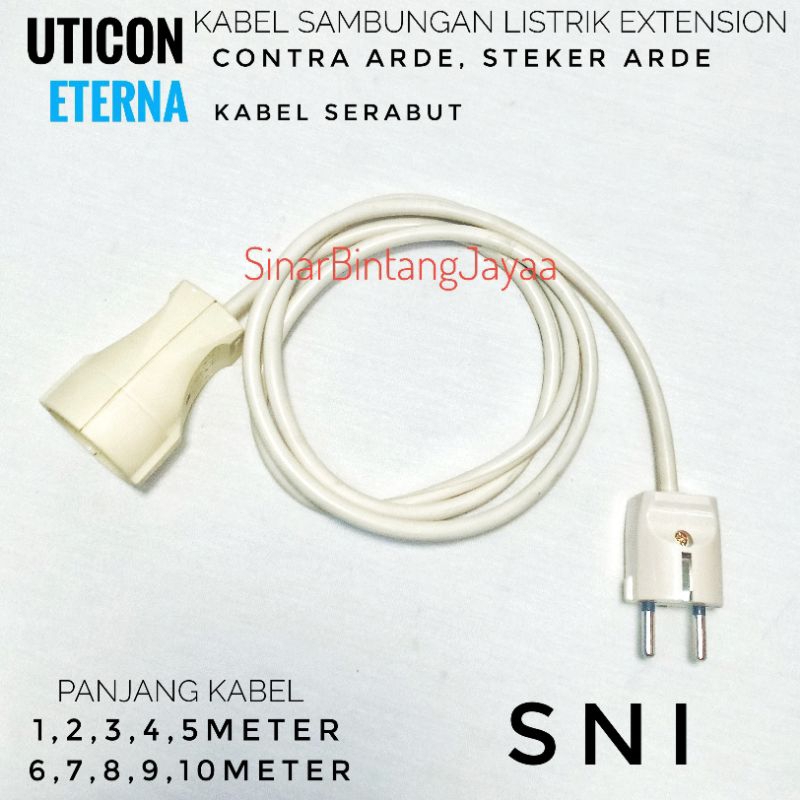 UTICON Kabel Sambungan Listrik Extension Contra dan Steker Arde Kabel 1Meter-10Meter