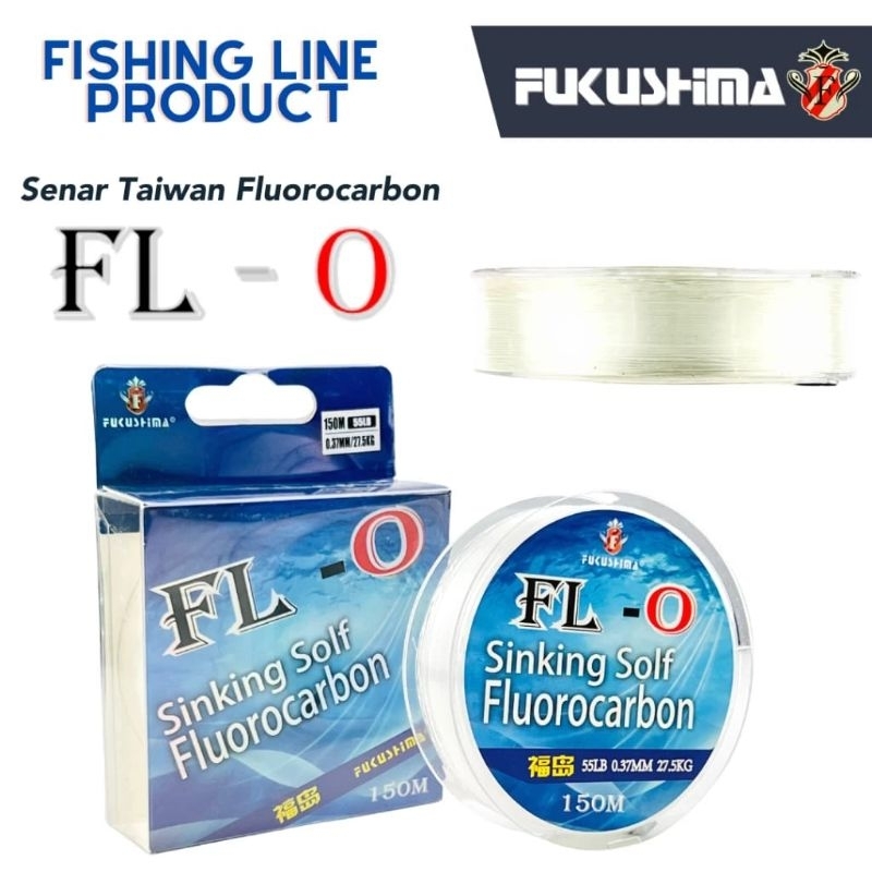 Senar Pancing Fukushima FL-O Sinking Fluorocarbon Panjang 150m Bahan Taiwan Warna Clear Siluman / Te