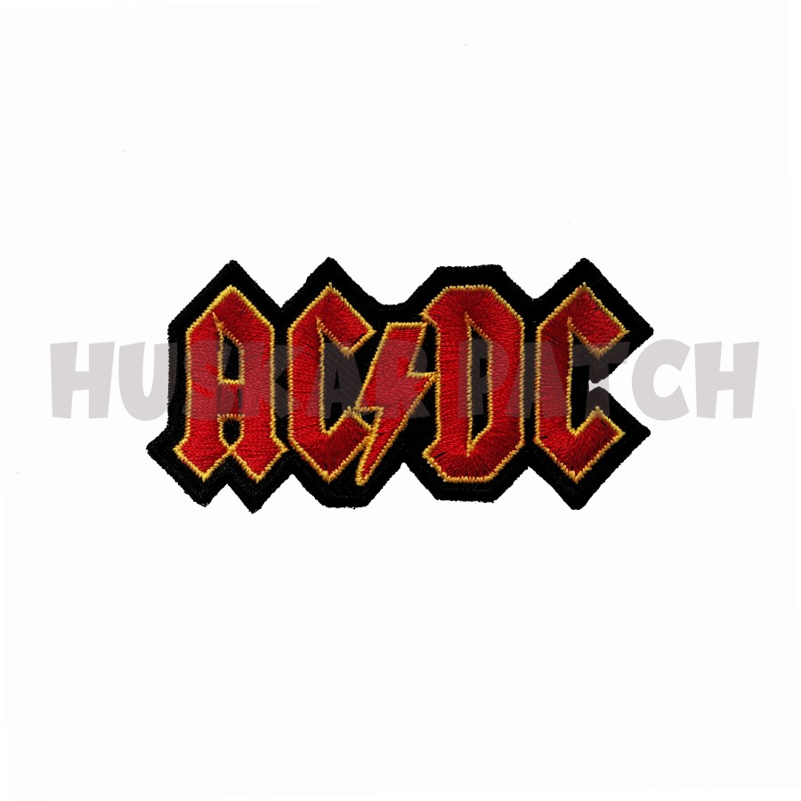 PATCH BORDIR / EMBLEM BORDIR JAHIT ACDC OUTLINE RED LOGO AKSESORIS EMBLEM MUSIK BAND