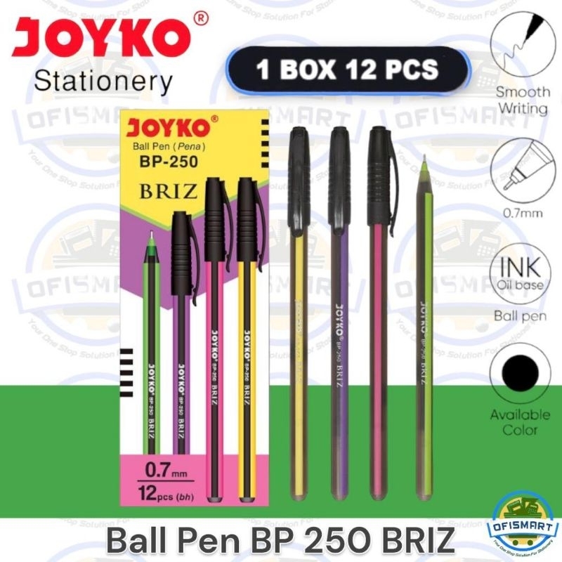 

Joyko Pen 0.7mm BRIZ BP 250 Hitam | @1Ktk=12PCs