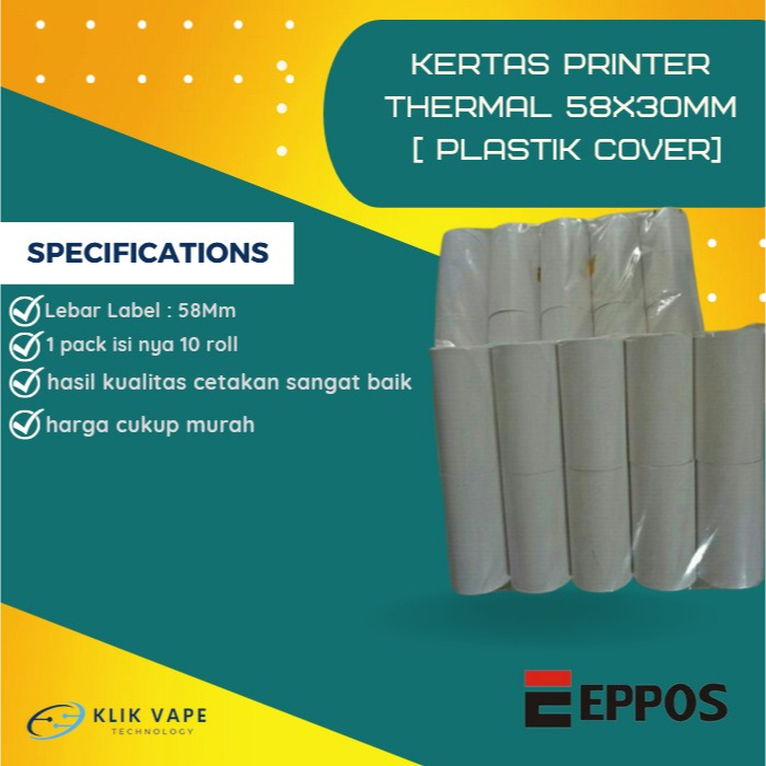 

TERMURAH Kertas Thermal 58X30mm [Plastick Cover]