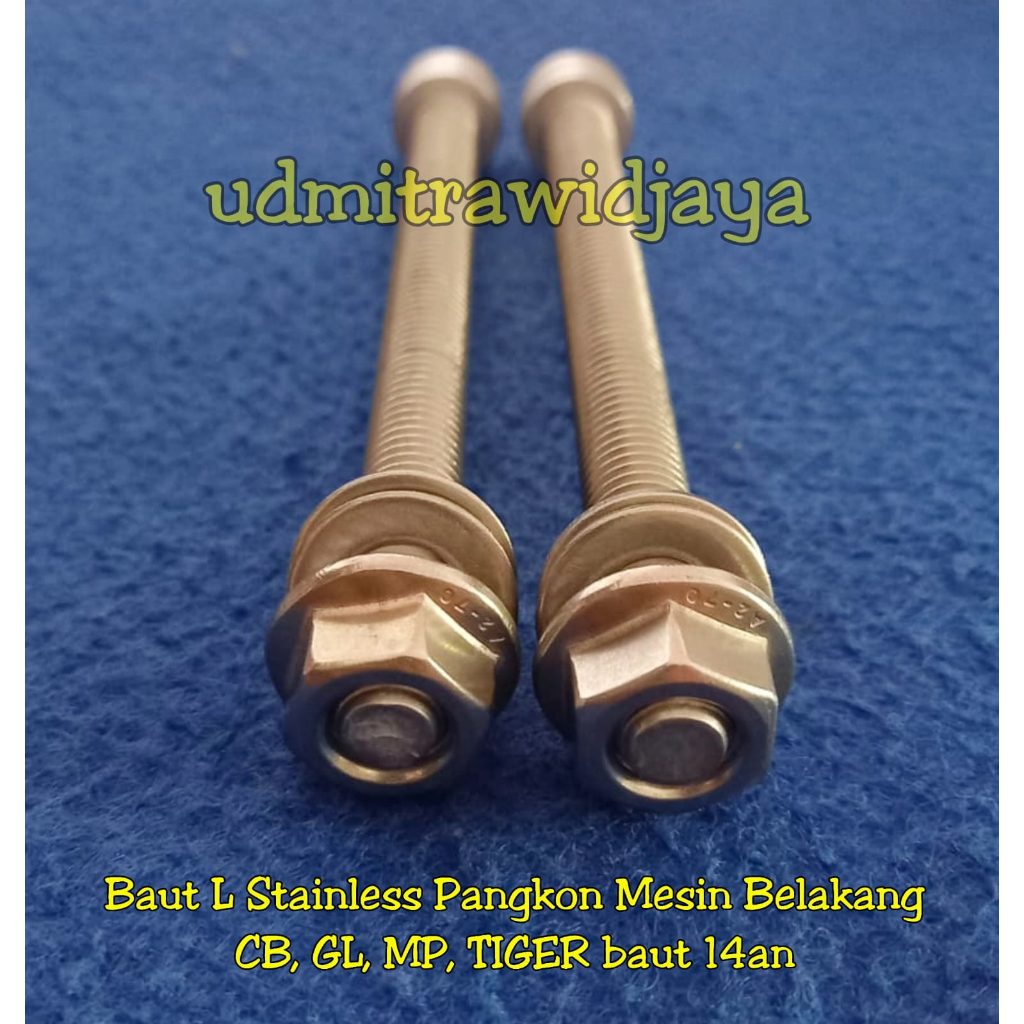 Baut pangkon L stainless mesin Tiger MP GL baut 14an panjang 12cm belakang baut pangkon mesin depan 