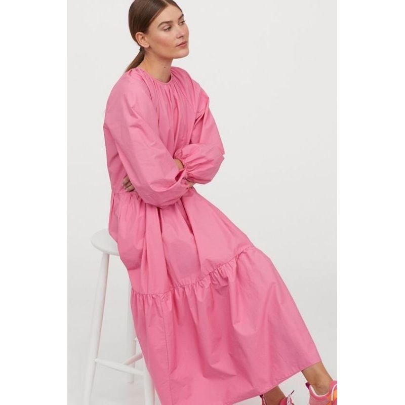 Hm cotton poplin neck dress