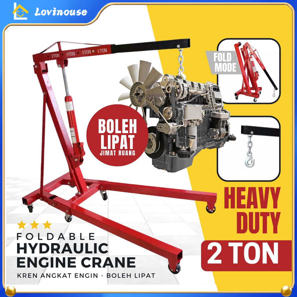 Heavy Duty Hydraulic Engine Crane 2 TON 2T Jack Engine Crane Engine Jack Foldable Engine Crane