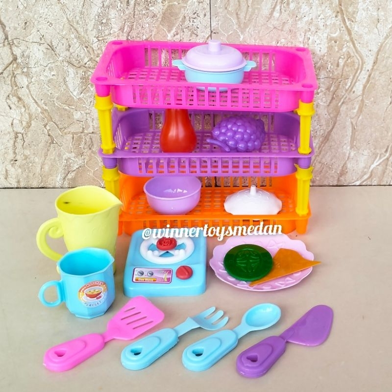 Mainan Rak Masakan Keranjang K300 / Mainan Masakan Keranjang Tingkat / Mainan Kitchen Set K300 / Mai