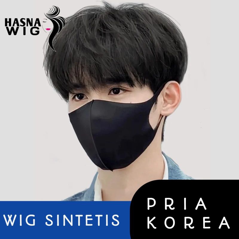 Wig Rambut Pendek Dengan Poni Panjang versi Cowok Korea Jepang