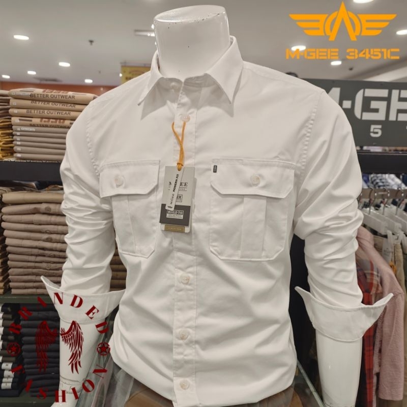 MGEE KEMEJA PRIA LENGAN PANJANG FIELD C003 WHITE