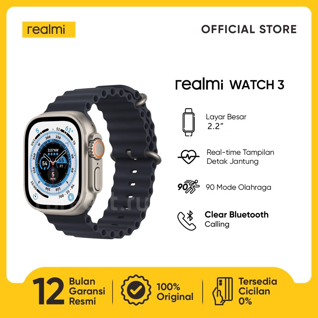 Mfy - realmi Watch 3 Smartband 2.2 inch Large Color Display Clear Bluetooth Calling Smartwatch-like