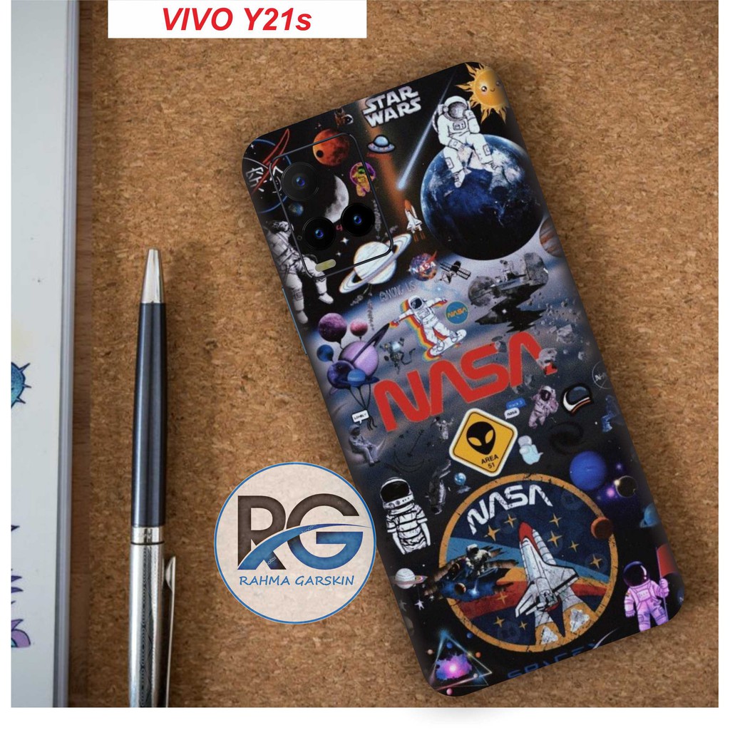 *(NEW)* garskin hp vivo y21s motif nasa  isi 2pcs bisa custom gambar Garskin/Stiker Case/Skin Protec