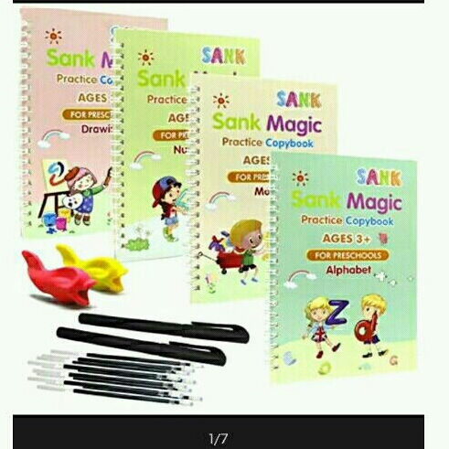 

4 BUKU PENA /SET MAGIC PRACTICE BOOK / SANK MAGIC BOOK / Belajar Alfabet Lukisan Aritmatika Matematika Anak Tulisan Tangan Praktek