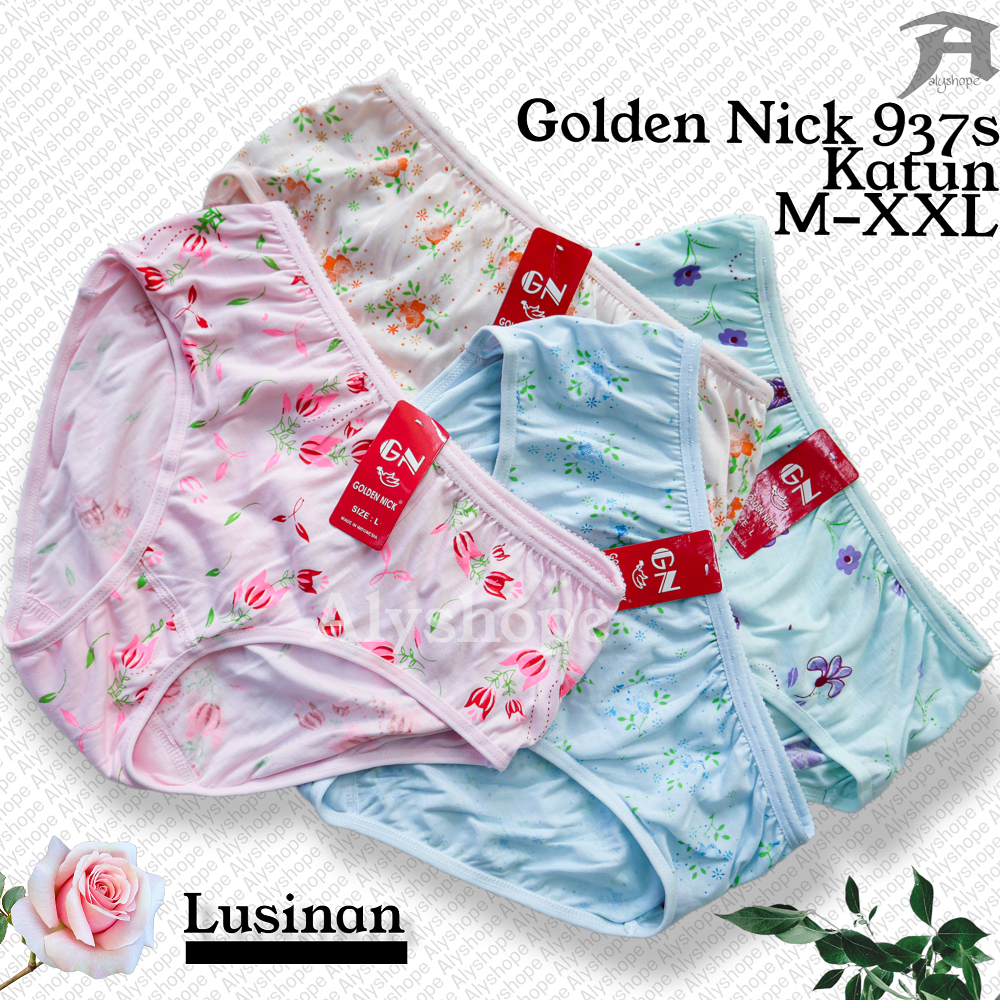 Celana Dalam Wanita Golden Nick 937S -  Cd Dewasa Sablon Katun M-XXL |  Cd Golden Nick Motif Bunga