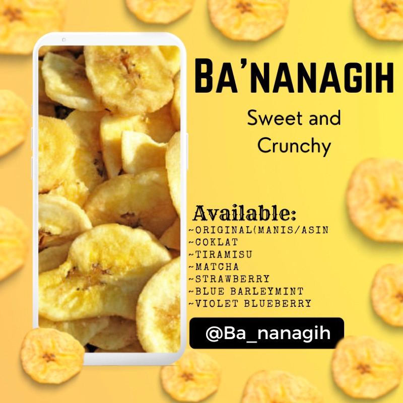 Ba'nanagih - kripik pisang berbagai rasa / kripik pisang lumer / kripik pisang coklat / kripik viral /