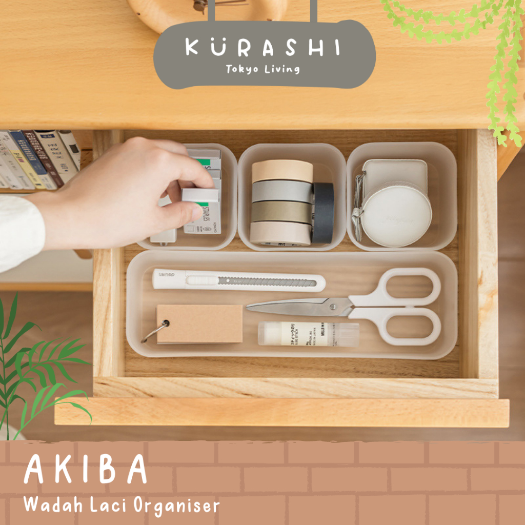 KURASHI - AKIBA Organiser Alat Tulis Multifungsi Organizer Laci Alat Dapur Serba Guna Tray ATK Penyi