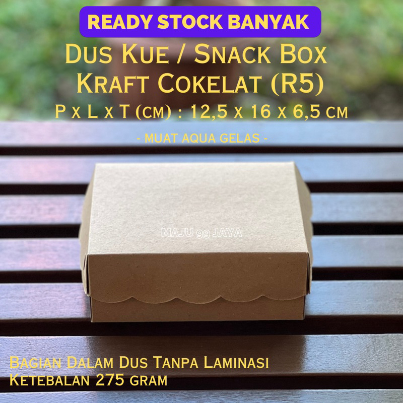 

Dus Kue / Kotak Makan R5 12,5cm x 16cm x 6,5cm Kraft Cokelat (Ketebalan 275 gsm) Finishing Warna Coklat Kotak Kue Kering Basah