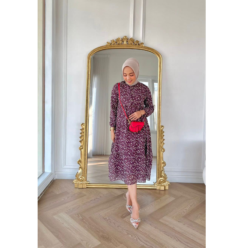 MIDI CERUTY BABYDOLL / MIDI DRES SERUTI MOTIF BUNGA / MIDI CERUTY FULL FURING / MIDI DRES KEKINIAN /