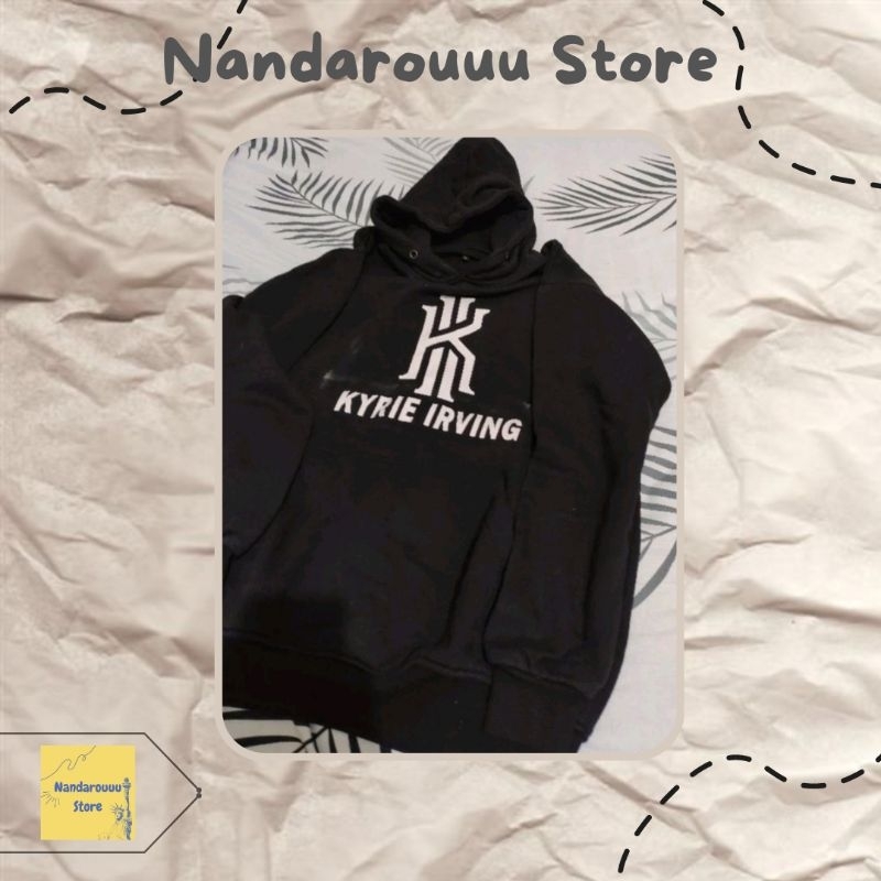 Hoodie Oversize Logo Kyrie Irving Sablon || Hitam (Second)