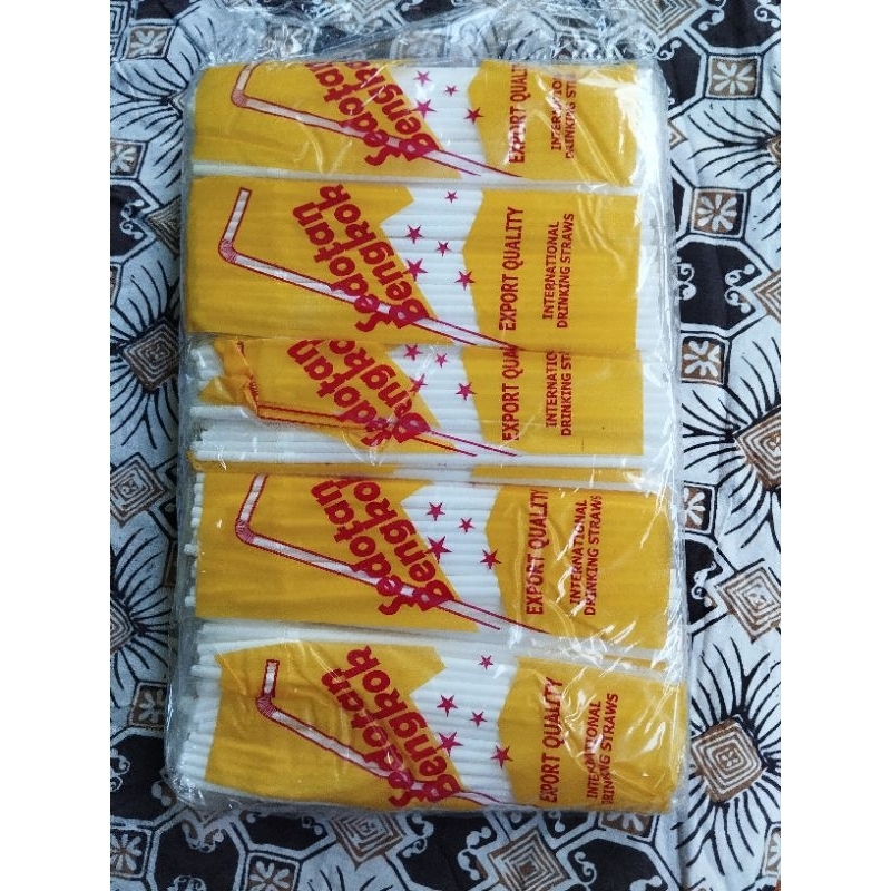 Sedotan Tekuk Putih Cap Sedotan Bengkok /SAWO 1 pak isi 25 bungkus(1 bungkus isi 25pcs)