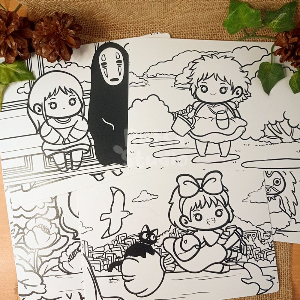 

PUTSA STUDIO Ghibli Coloring Sheet / Lembar Mewarnai