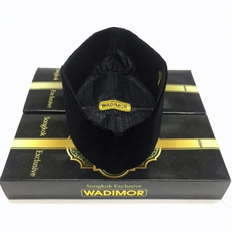 Latopia_ Wadimor Peci Hitam Polos Ac Polos Standar Songkok Hitam Peci Ac Fashion Muslim Pria Dewasa