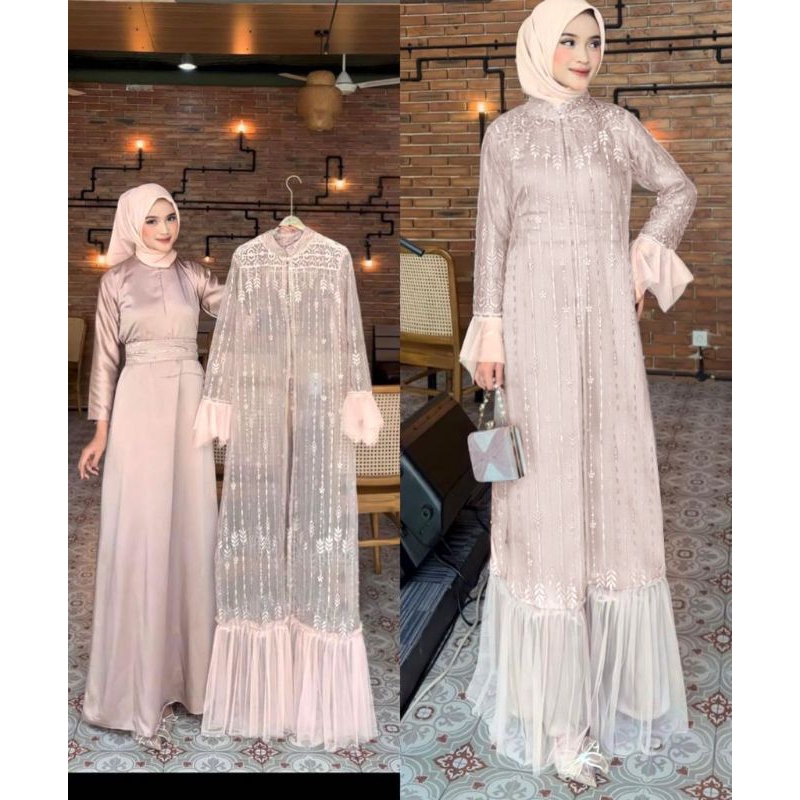MAXI TALITA (M-XXL) BUSUI SLETING DEPAN GAMIS 2IN1 GAMIS BRUKAT CARDIGAN GAMIS PESTA GAMIS SYARI GAM