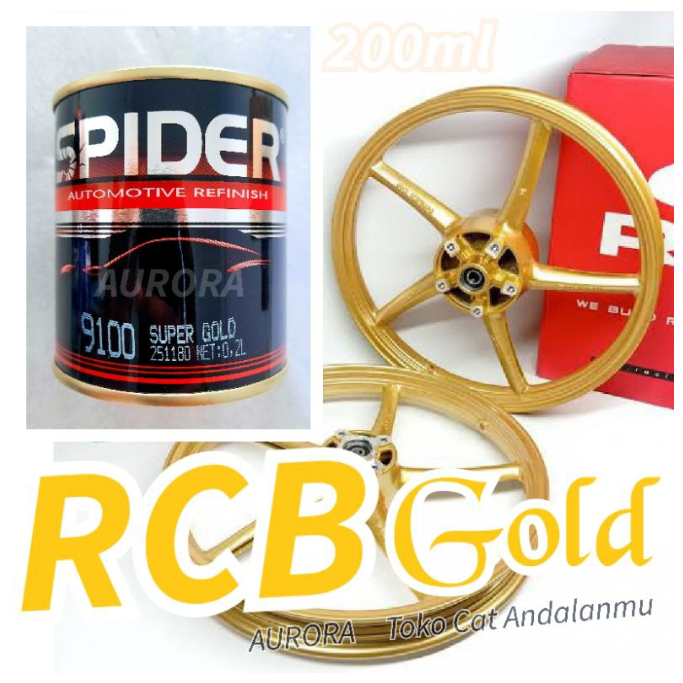 Cat RCB Gold SPIDER Super Gold Kuning Emas Metalik 200cc
