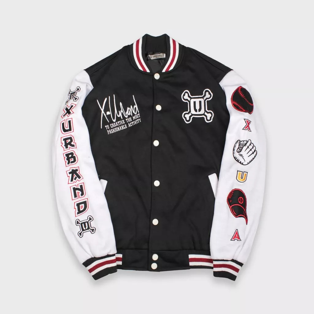 Jaket Baseball Varsity Hitam Putih Bordir Original Unisex Bomber Varsity Varsity Jacket varsity orig