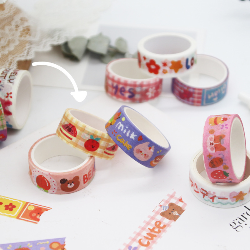 

MINI WASHITAPE MOTIF KARTUN MASKING TAPE SELOTIP KERTAS JOURNALING TAPE UNTUK SCRAPBOOK