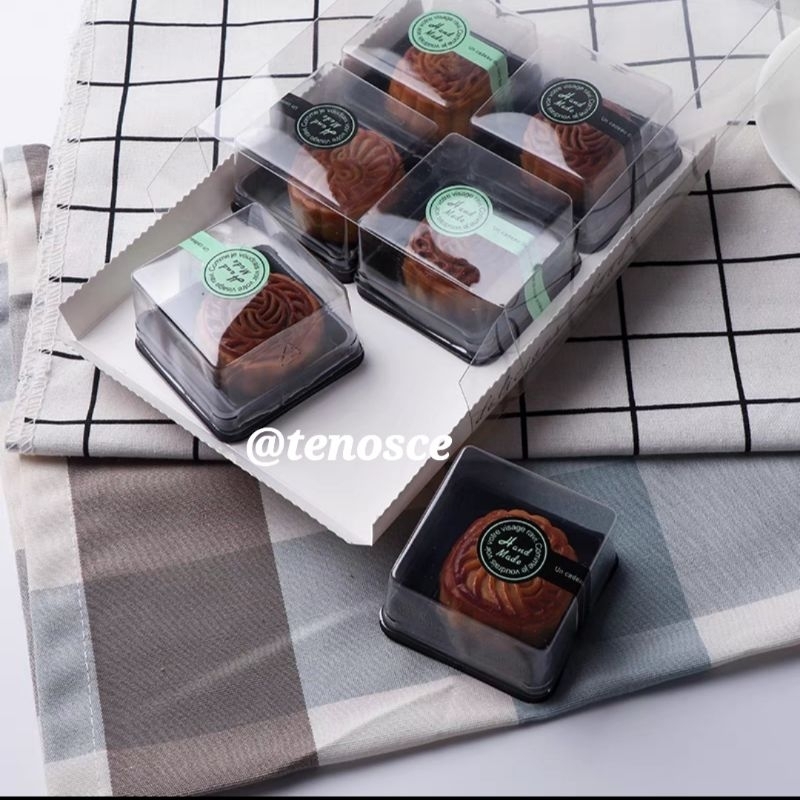 Kotak Dus Box Mika 22x15x5cm Brownies Bolu Kue Mika Bulat 6.5cm 7cm Mooncake Kue Bulan Mochi Kue Basah Kado Souvenir Cookies Black Delicious