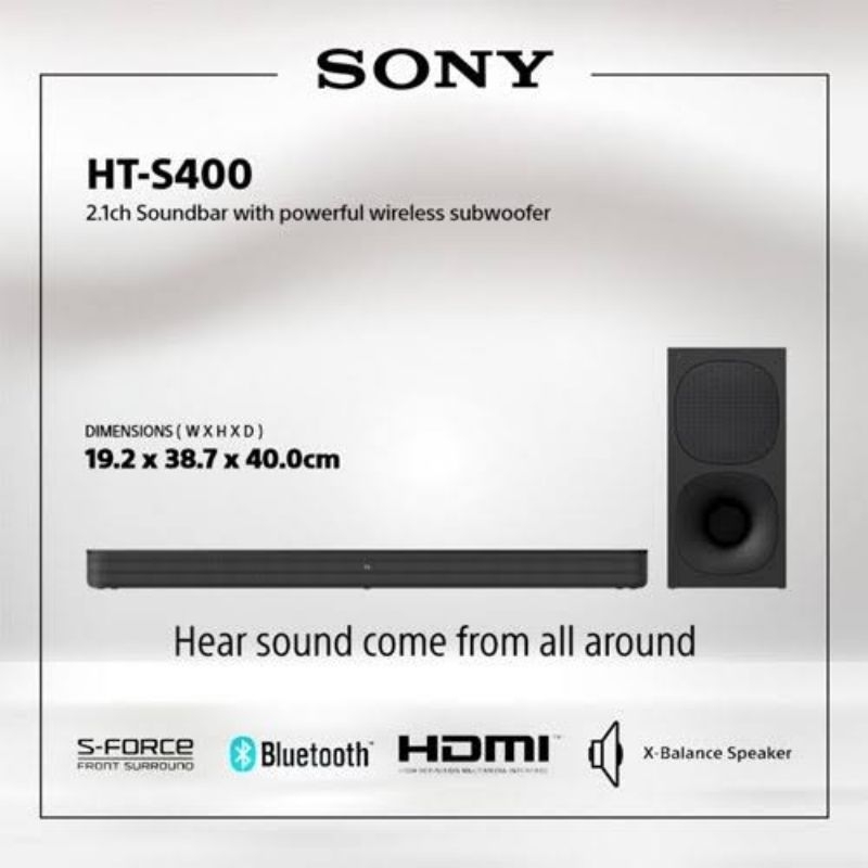 SPEAKER SOUND SYSTEM SONY HT S HTS 400 S400 HTS400 SOUNDBAR SUBWOOFER MINI CINEMA BIOSKOP KE IL DI R