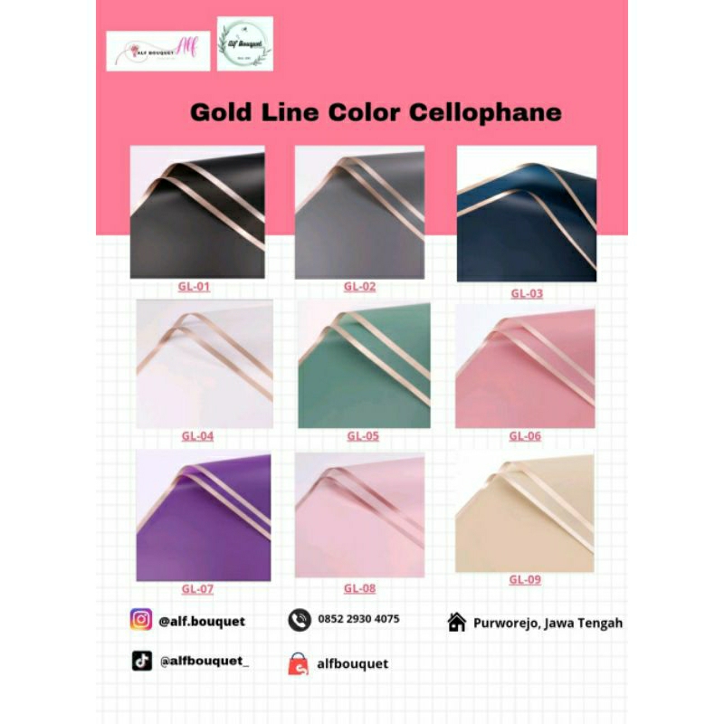 

Cellophane Flower paper / gold line /list gold