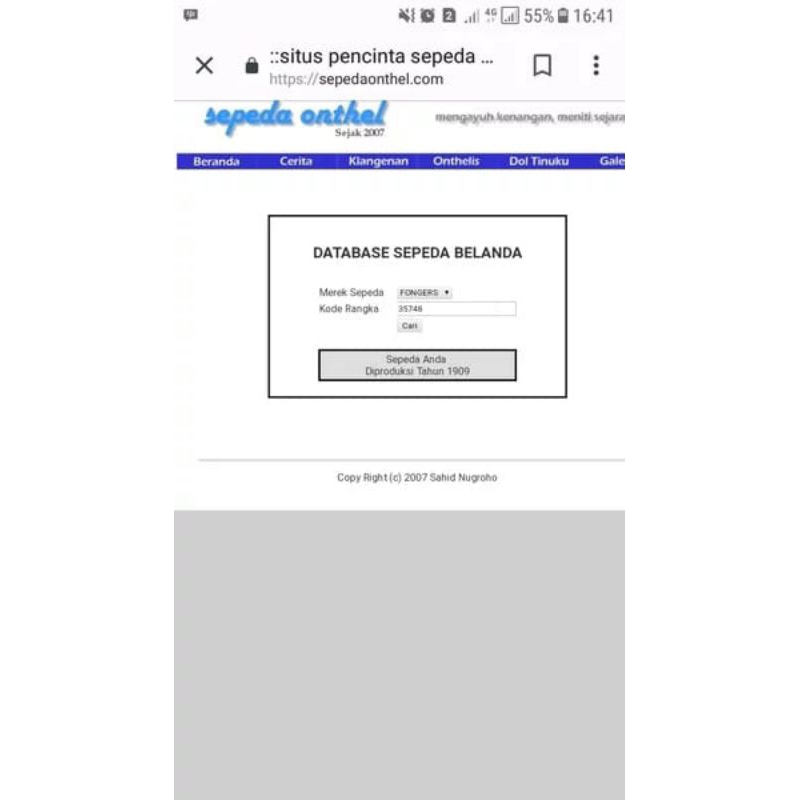 Sepeda Onthel Kuno dan Langka merk Fongres PFG