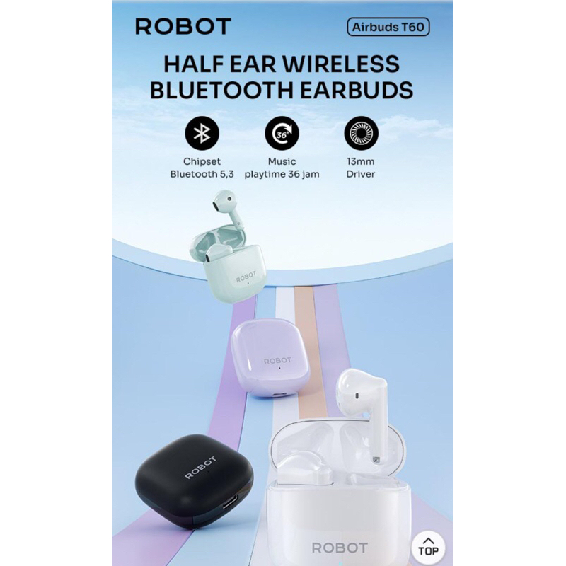 Headset Bluetooth Robot T60 TWS 100% ORIGINAL ROBOT