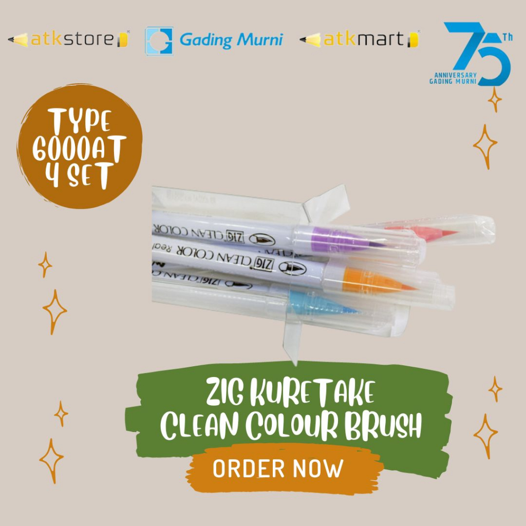 

ZIG KURETAKE CLEAN COLOUR BRUSH SET/PALE COLOURS 4 SET RB-6000AT-4VA/KURETAKE BRUSH SET RB-600AT