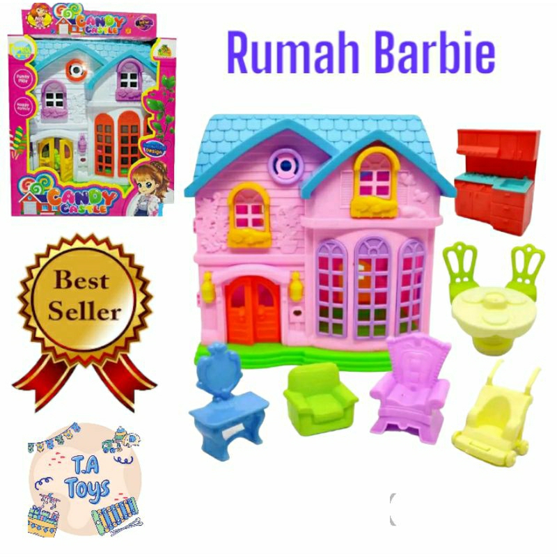 ( BISA COD )  Rumah Rumahan Candy Castle Lengkap / Mainan Rumah Barbie