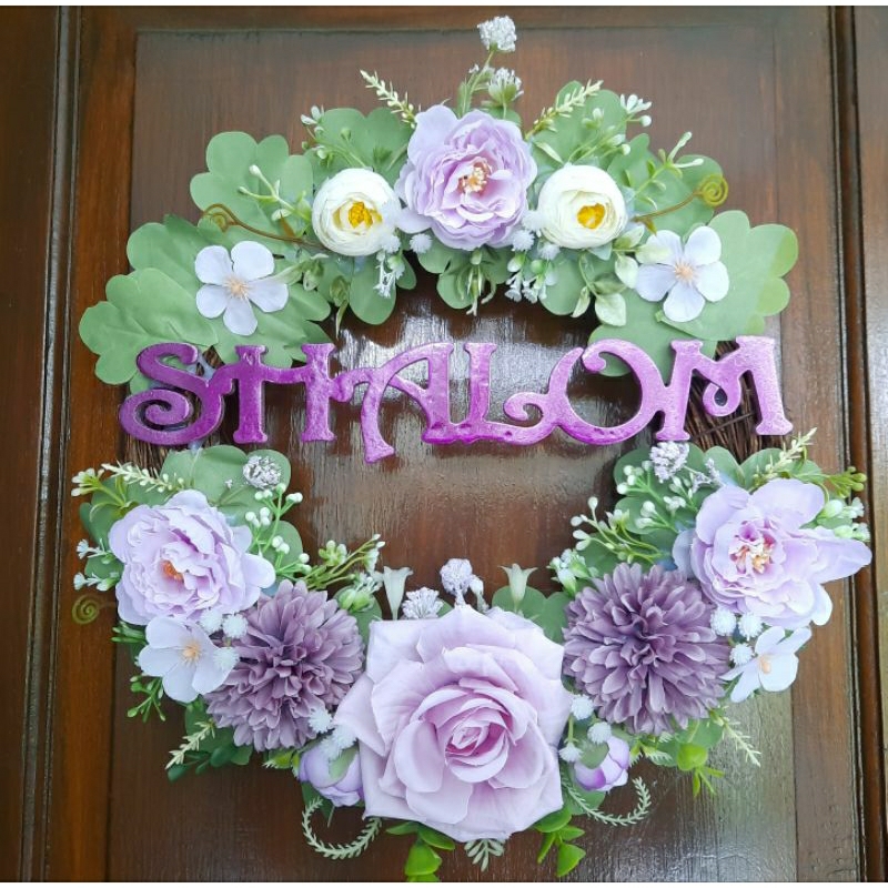 HIASAN PINTU WREATH  FLOWER CUSTOM SHALOM / HIASAN DINDING / BUNGA ARTIFICIAL