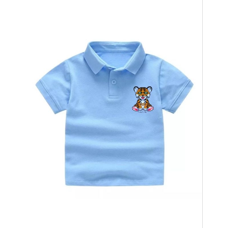 Kaos Polo motif Harimau karakter murah bahan katun bukan pe