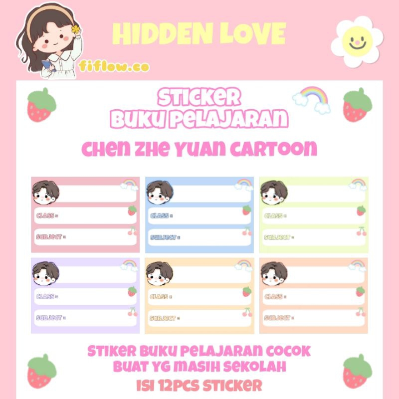 Sticker buku pelajaran Chen Zhe Yuan cartoon | sticker untuk buku pelajaran gambar chen zhe yuan car