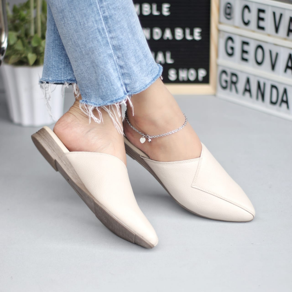 Sepatu Sandal Sendal Slop Selop Flat Teplek Wanita Buatong Tutong Grandable Mono