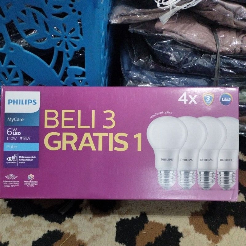 lampu LED Philips 6watt (paket isi 4)