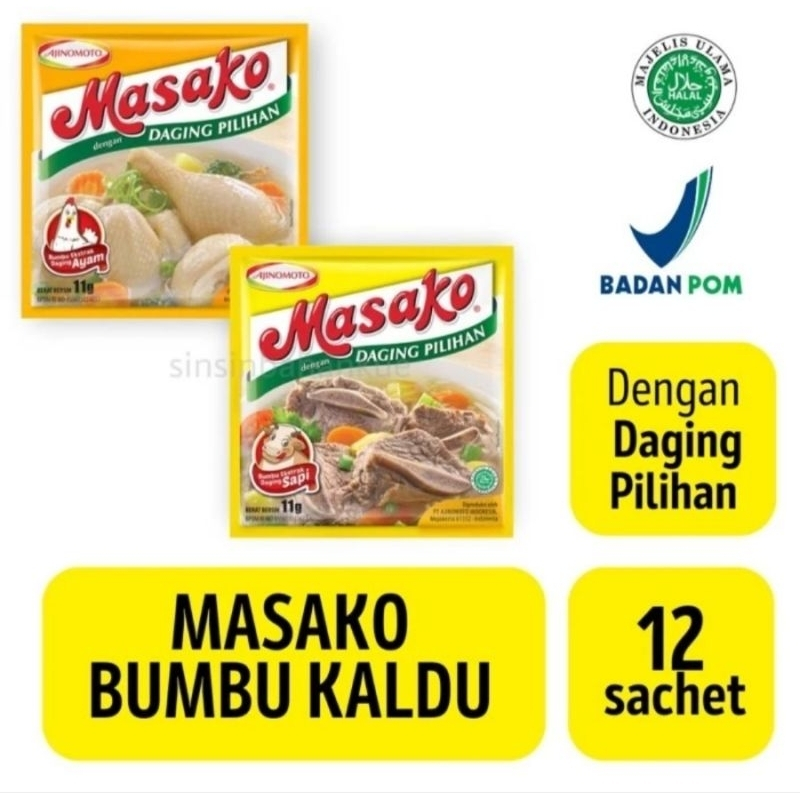 

masako kaldu sapi sachet isi 12 pc