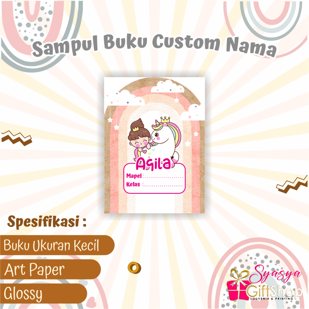 

[ SOLD OUT ] Sampul Buku Custom Nama Series Unicorn ( Isi 5 Lembar )