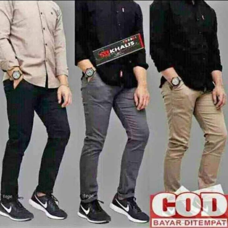 Celana Panjang Chino Pria Hugo Boss Slimfit Standar Distro
