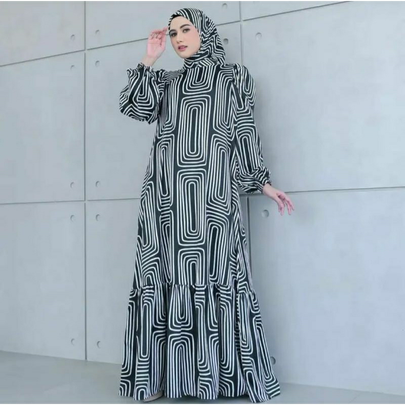 One Set Gamis AmoreByRuby/Syalina Set/Gamis Plus Hijab/Gamis Elegan