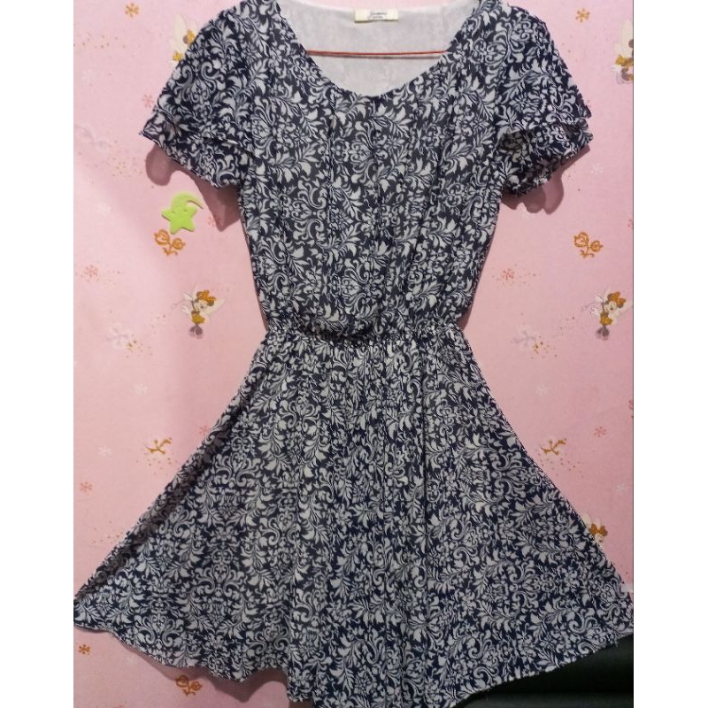 Dress sifon motif batik full furing preloved