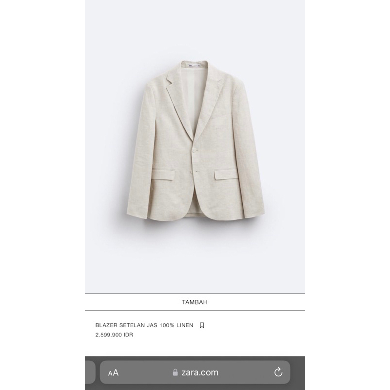 [ZARA ORIGINAL]BLAZER SETELAN JAS 100% LINEN