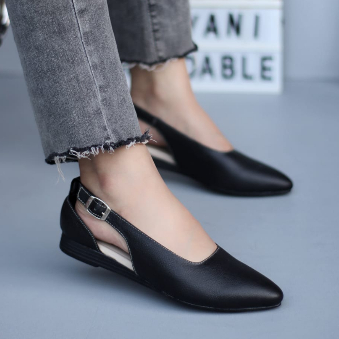 Sepatu Flat Slip On Kulit Asli Slop Selop Teplek  Wanita Cewek Tali Belakang Grandable Legina
