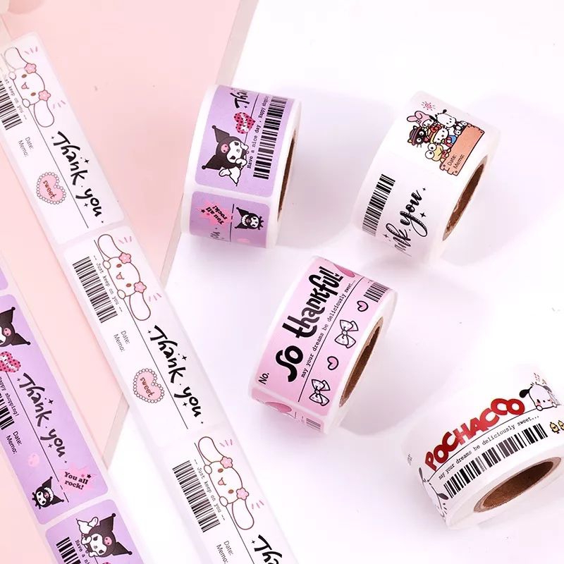 

( UNIQ ) (120pcs) stiker roll Sanrio Label thanks you panjang